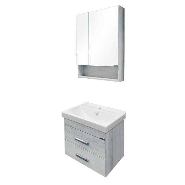 Никосия-80  Зеркало-шкаф  дуб белый COMFORTY