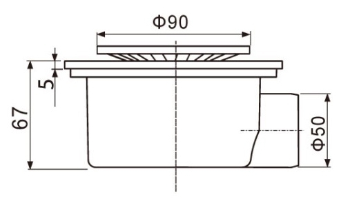 TIM Трап из нержавейки 15см х15см горизотальный выпуск BAD011502