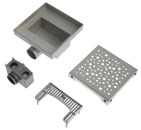 Трап душевой TIM BAD411502 решотка  квадрат 15х15 горизонтальный