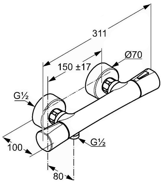 ZENTA Смес. для Душа с термостатом чёрный-хром 351008638 KLUDI Германия