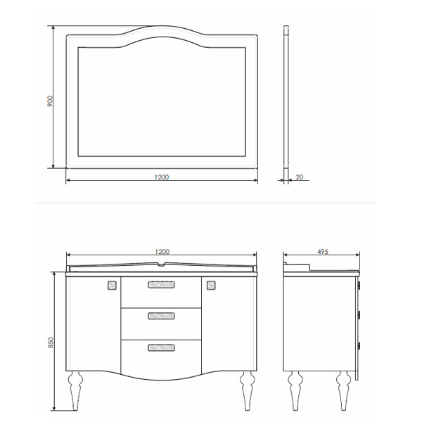 COMFORTY. Тумба-умывальник Монако-120 белый глянец с раковиной COMFORTY 3312