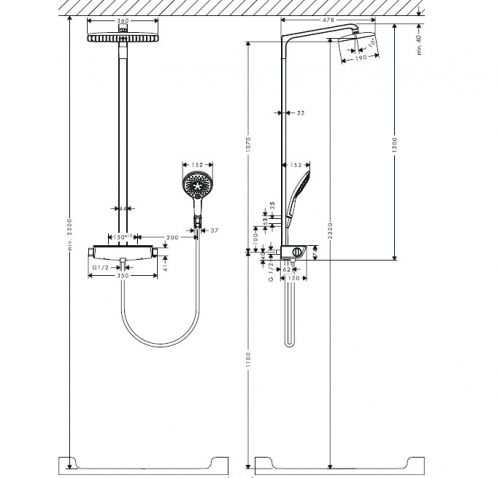 HANSGROHE Стойка RDR Select Showerpipe 360 с термостатом  27112400