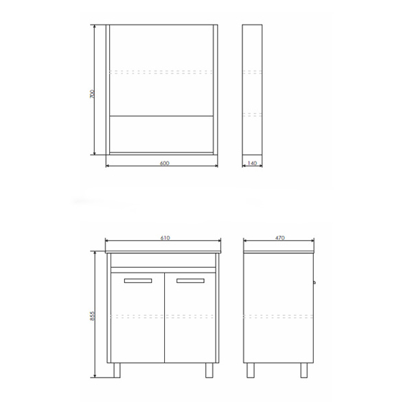 COMFORTY. Тумба-умывальник Марио-60 дуб темный с раковиной Quadro 60