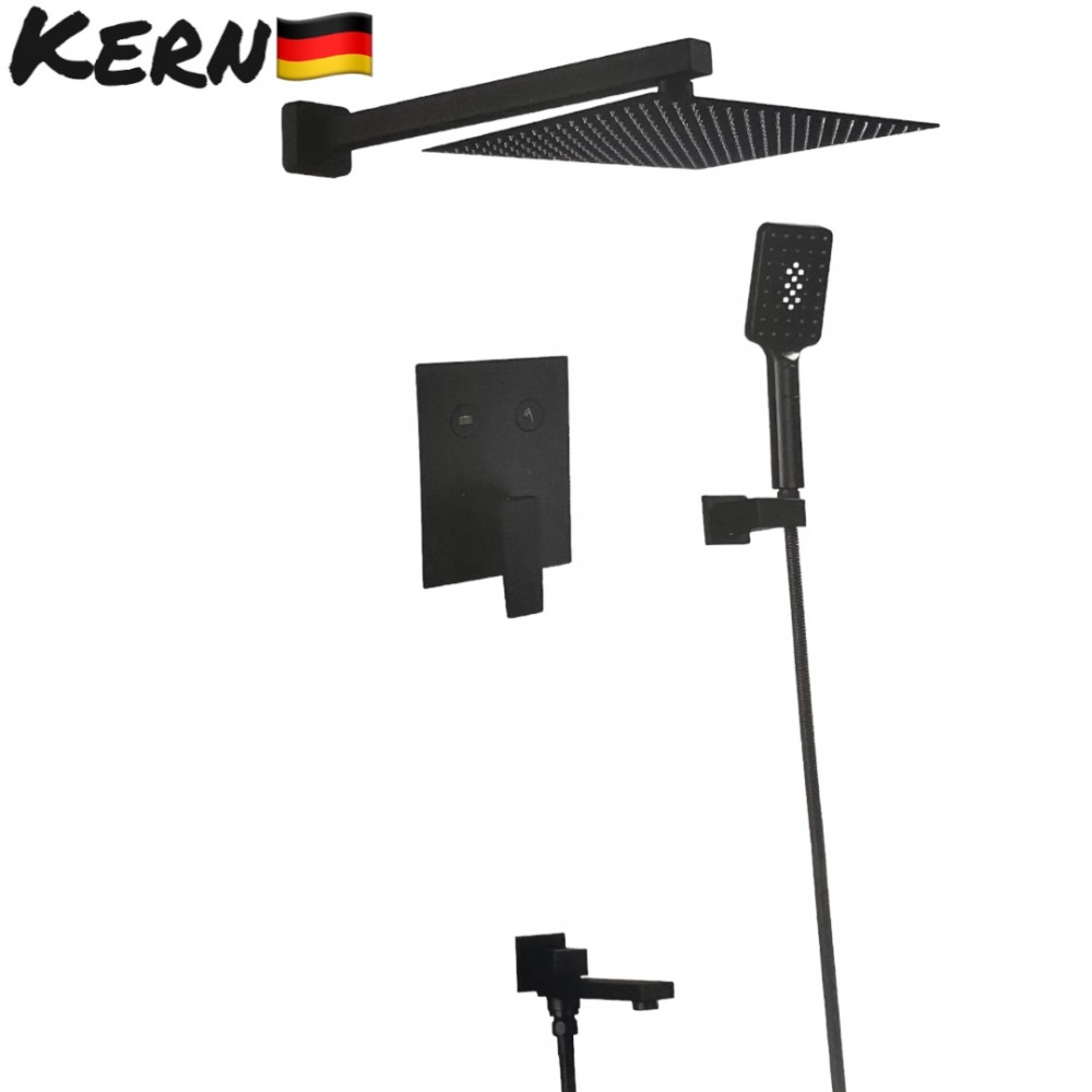 Kern 5087Bleck  Встраиваемый душевой комплект черный кнопочное переключение