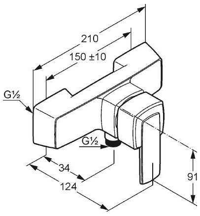 Q-BEO Смес. Душа без аксесуаров хром 507140575 KLUDI Германия