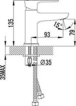 LM3606C  Базис Смеситель  для Умывальника монолитный хром