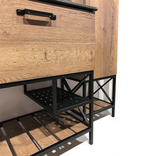 COMFORTY. Тумба-умывальник Бредфорд-75 дуб темный с раковиной COMFORTY 75E черная матовая