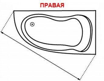 Ванна  ФЛОРИДА Правая 1600х880