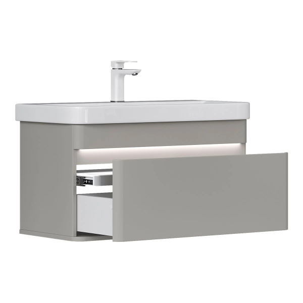 Тумба подвесная EQUIL Elegante 80.2Y tpELGNT80.1Y Амарок/Белый tpELGNT80.1Y (9595)-25.27 с раковиной Nice (9595-80)-25.27
