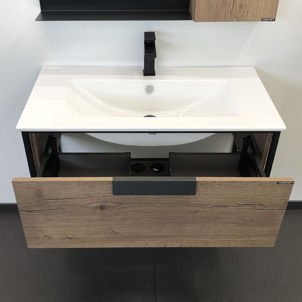 COMFORTY. Тумба-умывальник Бонн-90 дуб темный с раковиной Quadro 90 COMFORTY. Тумба-умывальник Бонн-90 дуб темный с раковиной Quadro 90