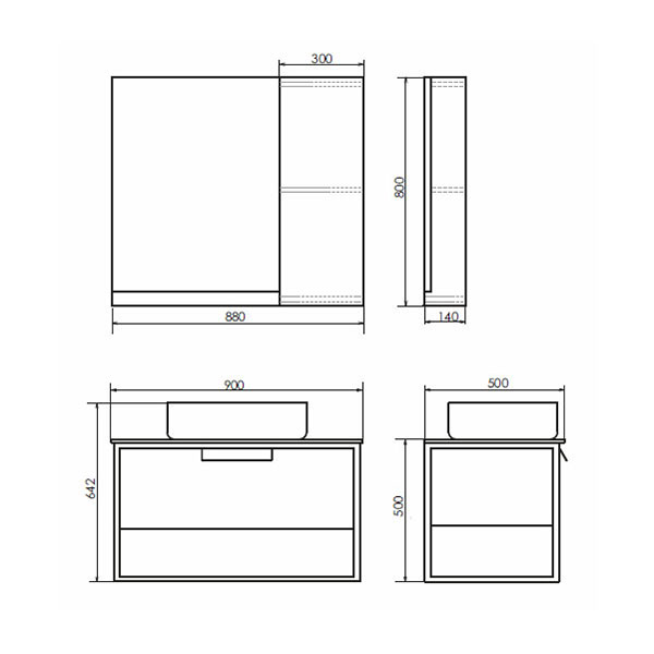 Кёльн-90 Тумба-умывальник дуб темный с черной столешницей c рак. COMFORTY T-Y9378