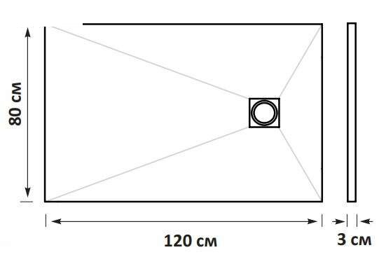 Taliente PTA-ST-120W Поддон из камня 120х80х3 белый матовый, Slate без борта