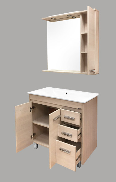 COMFORTY. Тумба-умывальник Марио-90 сосна лоредо с раковиной Quadro 90