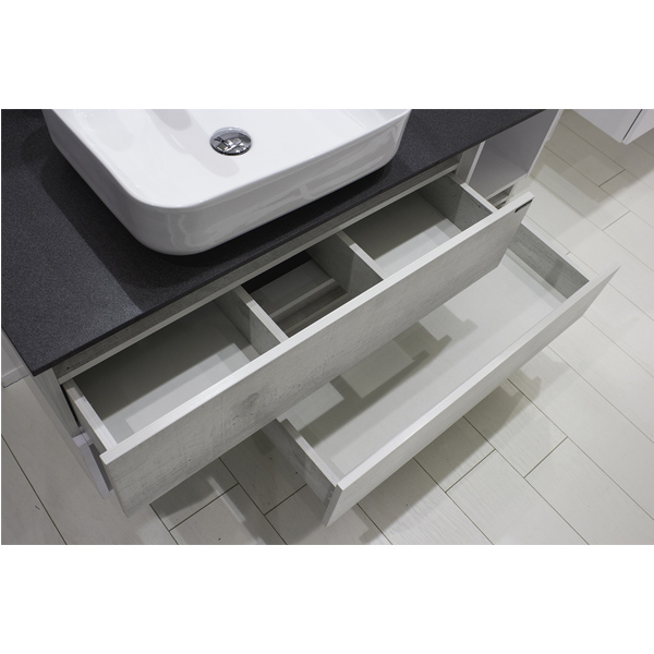 Тумба-умывальник Прага-120 дуб белый с антрацитовой столешн. с раковиной COMFORTY T-Y9378