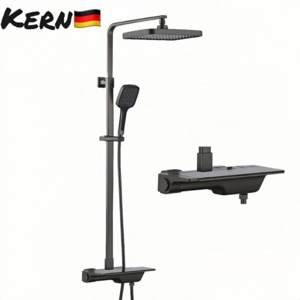 KERN 5078 Black Душевая система с смесителем и верхней лейкой