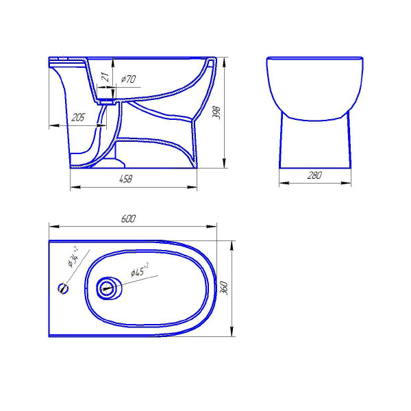 SANITA LUXE. Биде напольное универсальное Sanita Luxe, ARTSLBI01