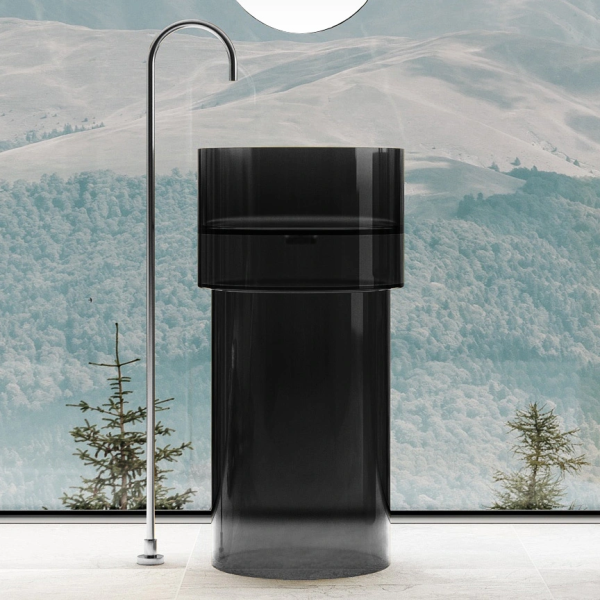 Раковина отдельностоящая прозрачная ABBER Kristall AT2701Onyx черная