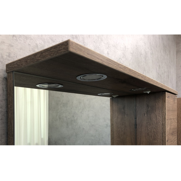 COMFORTY. Зеркало-шкаф Марио-75 дуб темный