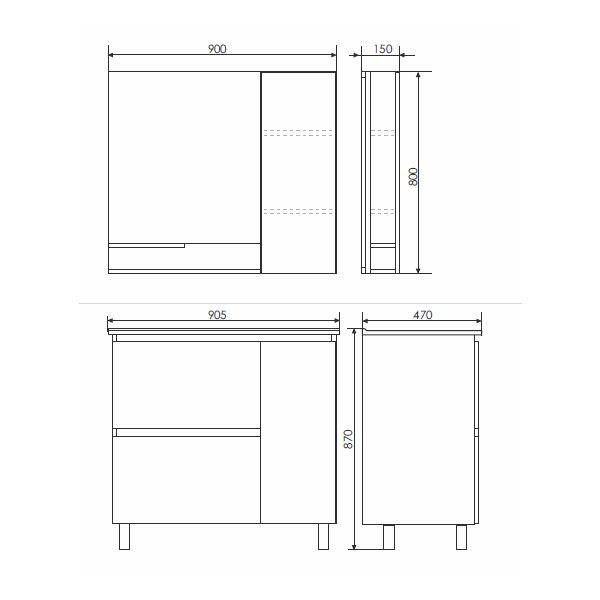 COMFORTY. Тумба-умывальник Верона-90 дуб белый с раковиной Quadro 90