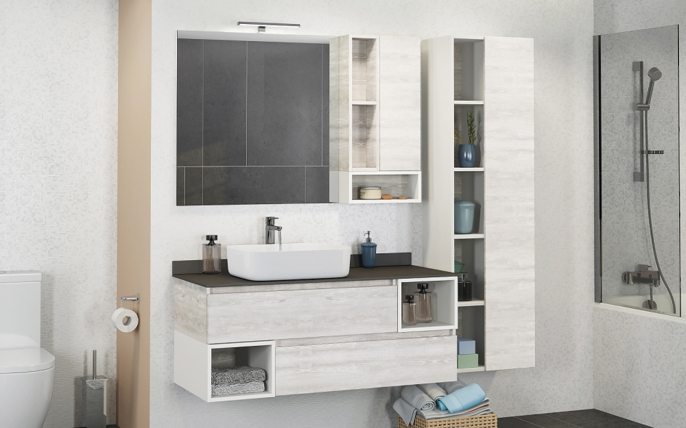 Прага 45 Шкаф-колонна Дуб белый COMFORTY Прага 45 Шкаф-колонна Дуб белый COMFORTY