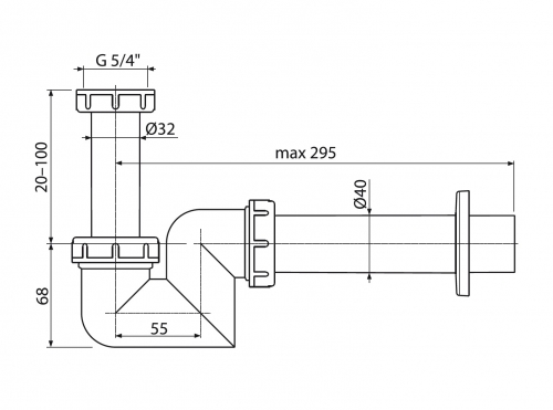 Сифон для раковины и биде AlcaPlast A45F-DN32 (AG210902132)
