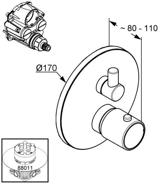 O-CEAN-ZENTA Смес. Душа ТЕРМОСТАТ с ограничителем воды хром