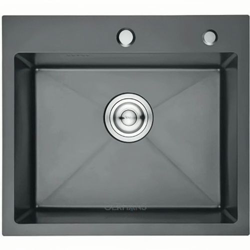 Мойка врезная AGATA B5044-AR Графит 50х44 см с круглым отверстием толщина 1,0 мм, глубина 220 мм сифон, каландер, дозатор