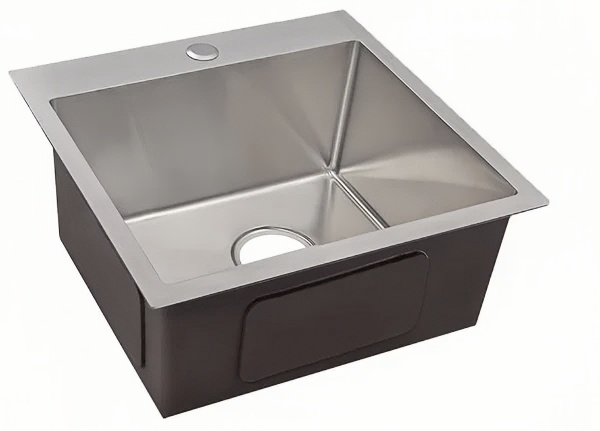 Мойка врезная AGATA C5050-AR Сатин 50х50 см с круглым отверстиемтолщина 1,0 мм, глубина 220 мм сифон, каландер, дозатор