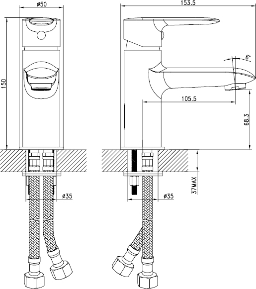 Cuba Смес. для Умывальника хром CUBSB00i01