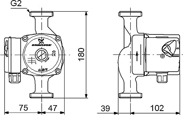Насос UPS 32-40 180мм с гайками R1 1/4 PN10,220В  0,06кВт, 026А,  Германия
