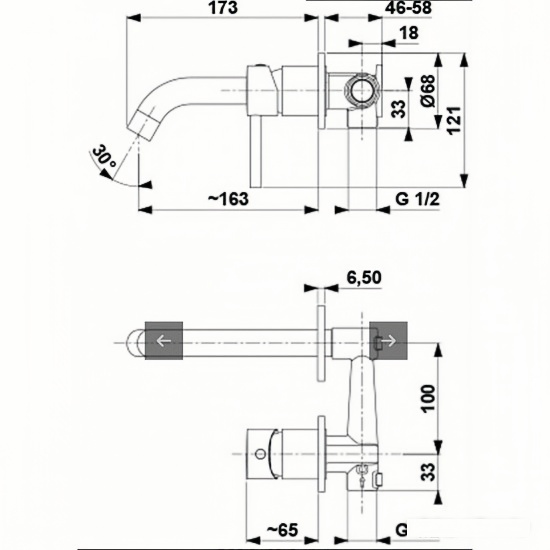 Kern 1446 Смеситель для раковины встраиваемый, хром