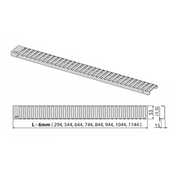 Решётка LINE-1150M мм для водоотводящего желоба, нержавеющая сталь, матовый
