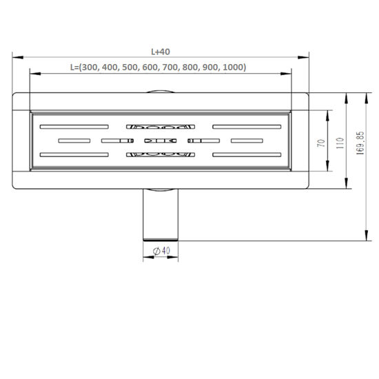 DL60A Душевой лоток под плитку - 600 мм Vieir