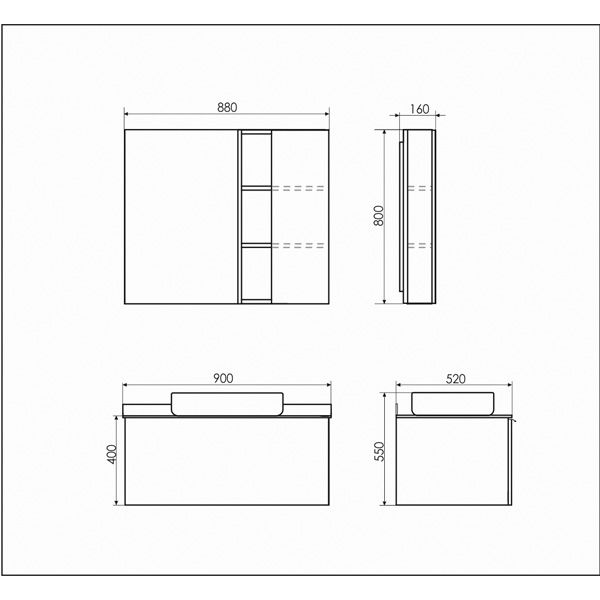 Милан-90 Тумба-умывальник белый глянец с серой столешницей, с раковиной COMFORTY T-Y9378