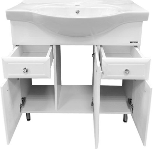 Сочи-85 Тумба-умывальник белая с раковиной Сенеж 87 COMFORTY