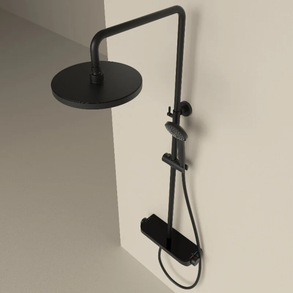 Душевая система Sancos Teo SC11002MB, термостатическая, черная матовая