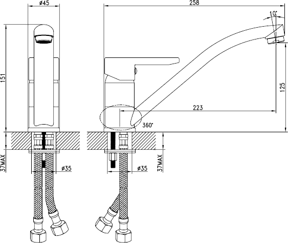 Смеситель Sena SENSB00i05 для кухонной мойки  IDDIS