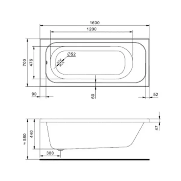 Ванна прямоугольная акриловая Ламма 160х70  1WH501767  Santek
