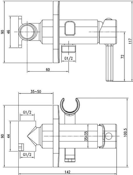 Гигиенический душ Iddis Spring 004SBS0i08 со смесителем, с внутренней частью