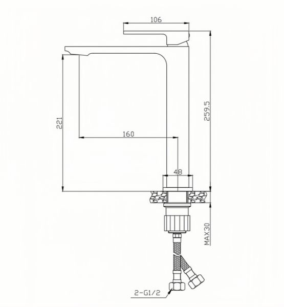Смеситель для раковины BelBagno Luce LUC-LMC-NERO-W0