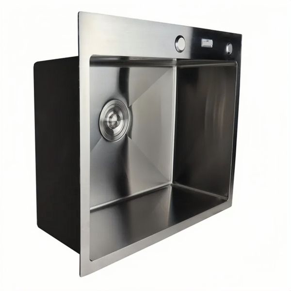 Мойка врезная AGATA C6050-AR Сатин 60х50 см с круглым отверстием 1,0 мм, глубина 220 мм сифон, каландер, дозатор