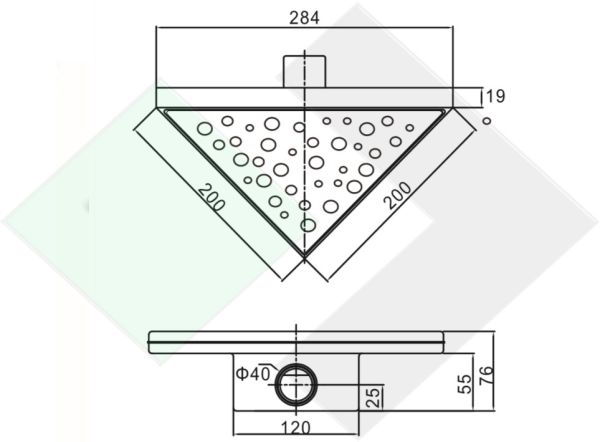 TIM Трап (гирозатвором) триугольн. из нежр. с гориз. вып. 20см*20см BAD412002