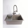 Мойка врезная AGATA GG6045-AS Оружейный серый 60х45 см сквадратным отверстием 3,0 х 1,0 мм, глубина 210 мм сифон, коландер,дозатор