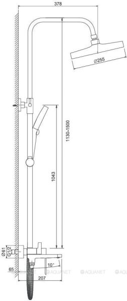 Душевая система с изливом BELB24713-8 верхний душ, лейка, белый