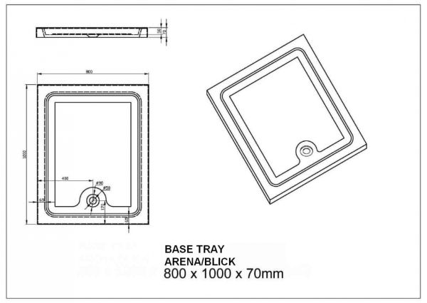 Душевой поддон (ARENA) 1000*800*70