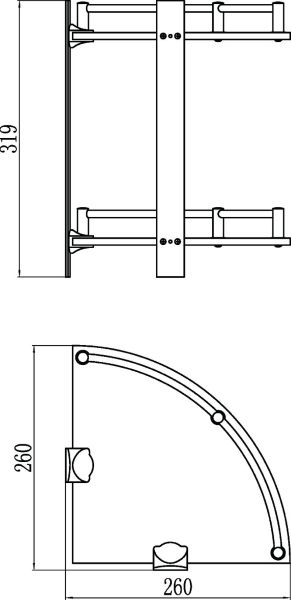 Savol S-003021 Полка угловая двойная (стеклянная)