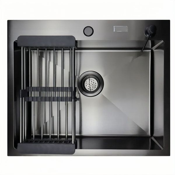 Мойка врезная AGATA B6045-AR Графит 60х45 см круглым отверстием 1,0 мм, глубина 220 мм сифон, каландер, дозатор