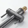 Смеситель для кухни Shevanik S468T с подключением фильтра питьевой воды, SUS304, оружейная сталь