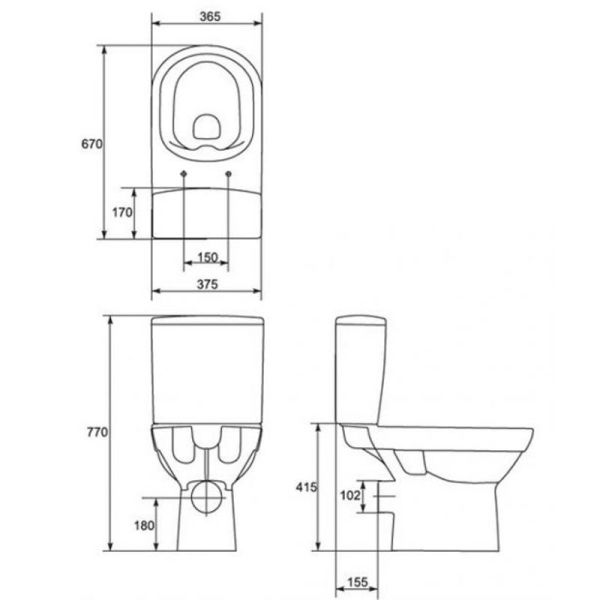 CITY Clean On Унитаз-компакт 3-5л дюр. slim, lifting, easy-off, безободковый микролифт дюрапласт тонкое  белый Cersanit 61225