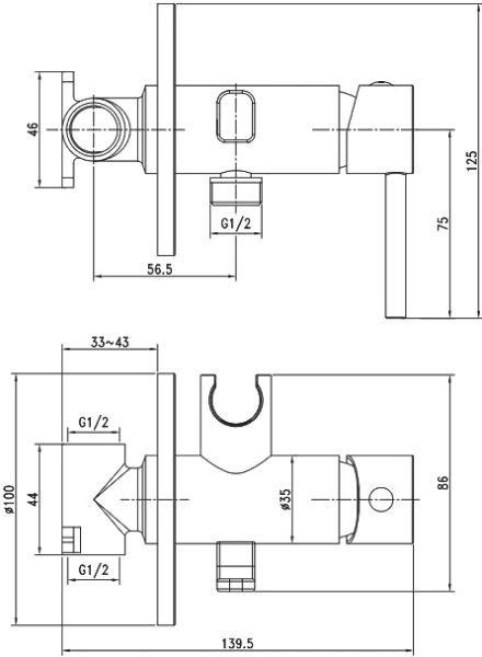 Гигиенический душ Iddis Spring 003SBR0i08 со смесителем, с внутренней частью
